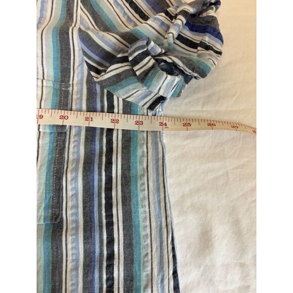 Roaman's Women’s Plus Size 18W Blue Striped button Up Seersucker Camp Cottage - Picture 7 of 8
